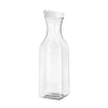 A clear plastic water bottle with a flip lid.
