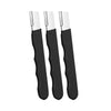 Three silver and black precision handheld metal knife sharpeners lined up.