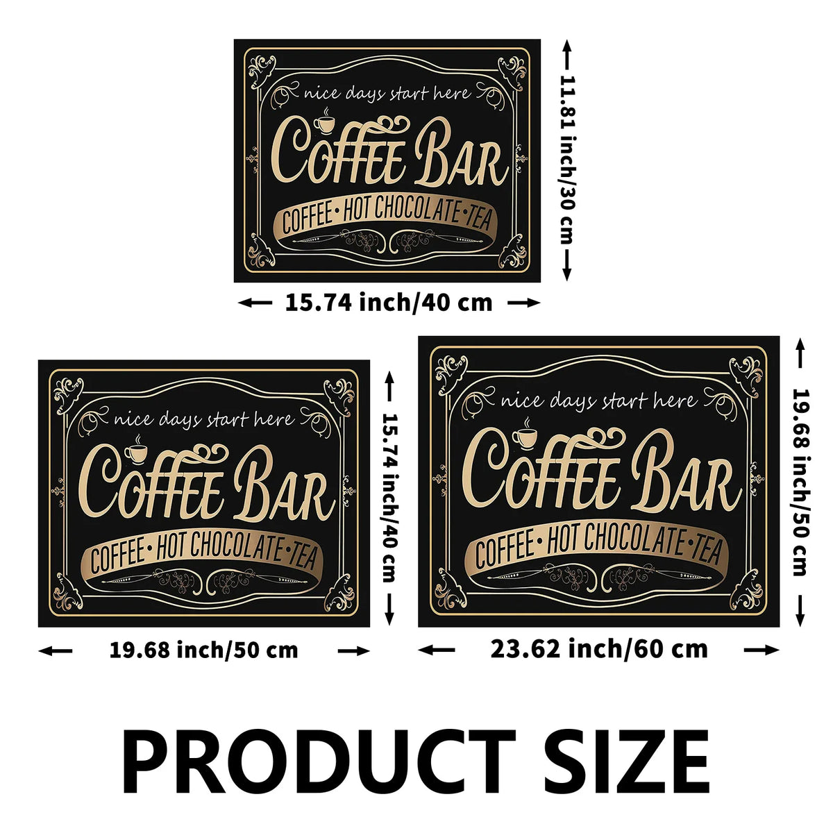 A set of reusable non-slip dish drying mats featuring a Coffee Bar design with text and decorative elements.