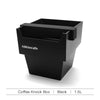 Black AliKisscafe coffee knock box with a rectangular container and a square base.