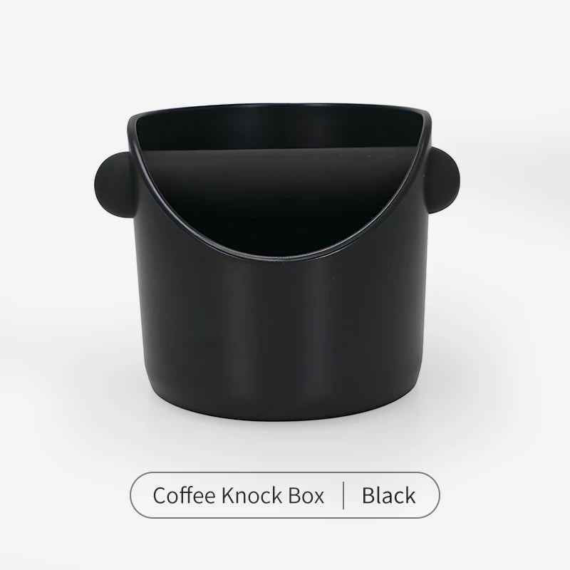 A black coffee knock box designed for holding espresso grounds.