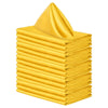A stack of ten bright yellow satin dinner napkins.