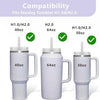 A set of reusable silicone straw covers and cleaning brushes for Stanley tumblers in 40oz, 64oz, and 30oz sizes.