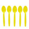 A set of yellow sponge theme disposable party spoons.