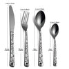 A set of stainless steel cutlery featuring a skull pattern on the handles.