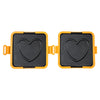 A pair of yellow silicone sandwich maker molds with heart-shaped cavities for food grade silicone use