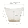 White reusable fine mesh pour filter bag shown flat with dimensions 14.96in by 7.87in.