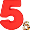 A red 3D large number cake mold shaped like the numeral five.