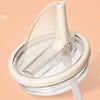 A clear silicone lid for a tumbler shown with various compatibility and feature icons.