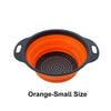 Cesto colador de silicona naranja pequeño con borde y agujeros negros