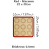 Red macaron baking mat liner measuring 20cm by 20cm with a thickness of 0.4mm