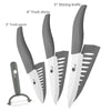 A set of five silicone slicing knives in various sizes including 5 inch, 4 inch, and 3 inch fruit slicers.