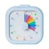 A light blue visual timer for kids with a colored dial showing time countdown and alerts.