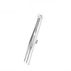 Stainless steel BBQ and kitchen tongs set shown in a vertical view with dimensions marked.