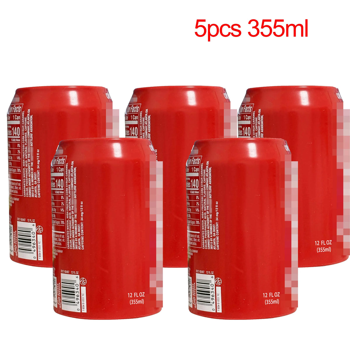 Five red silicone beer can sleeves, 355ml each, displayed in a row.