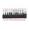 A set of chromium-vanadium steel screwdrivers labeled H2 through H1/4, including various sizes and tips.