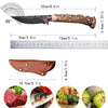 Professionisches Edelstahl-Fleischsägewirt, texturierter Griff und Bilder verschiedener Fleisch- und Fischsorten.