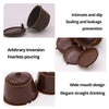 A set of reusable brown coffee capsules designed for Dolce Gusto machines, featuring anti-slip sealing and a wide mouth for e