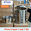 Five-layer stainless steel steamer set with one pot and lid, measuring 47cm.