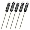 Five digital kitchen food thermometers with instant read probes displayed in a row.