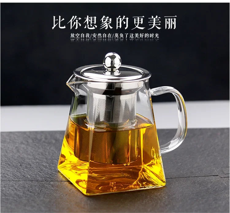 Heat Resistant Glass Teapot with Stainless Steel Infuser