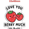 A sticker design featuring a strawberry with the text Love You Berry Much mom