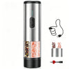 A silver automatic rechargeable salt and pepper grinder with a black base, showing compartments for salt and pepper.
