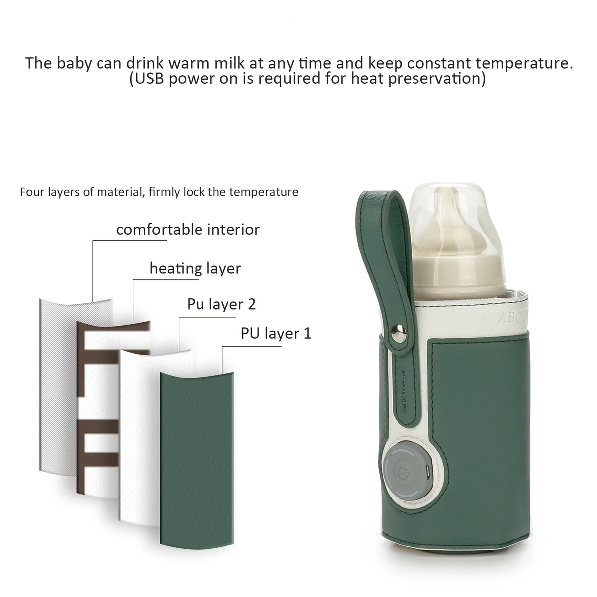 A green baby bottle warmer device showing its layered structure and design.