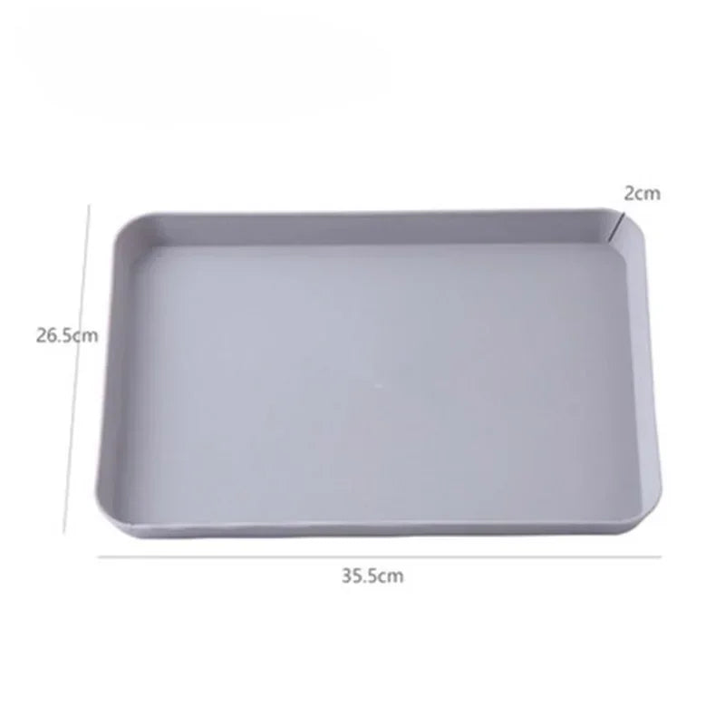 A rectangular gray plastic serving tray with dimensions 35.5cm long and 2cm high.
