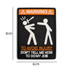 Black tactical warning patch with a yellow triangle warning sign and silhouette figures to avoid injury