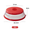 Tapa y protector anti-salpicaduras de microondas rojo, dimensiones 21cm x 8cm.