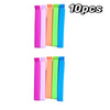 Ten colorful reusable sealing clips in pink, orange, lime green, and blue for snack bags