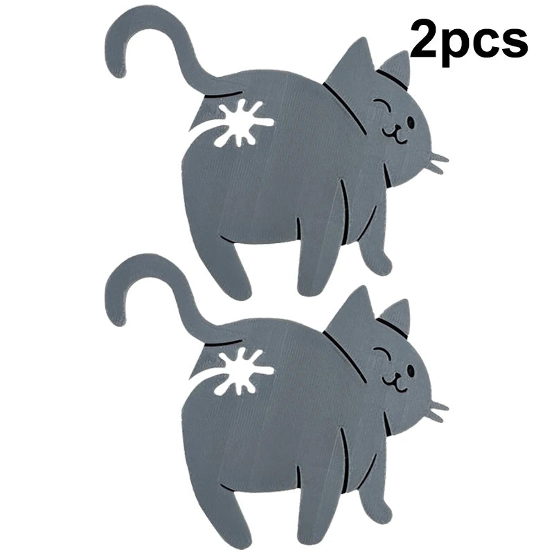 Two gray cat silhouette clips used for bread bags or kitchen gadgets