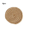 Set of four woven absorbent coasters with a spiral pattern in a natural tan color