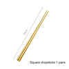 A pair of square chopsticks made of matte gold stainless steel.