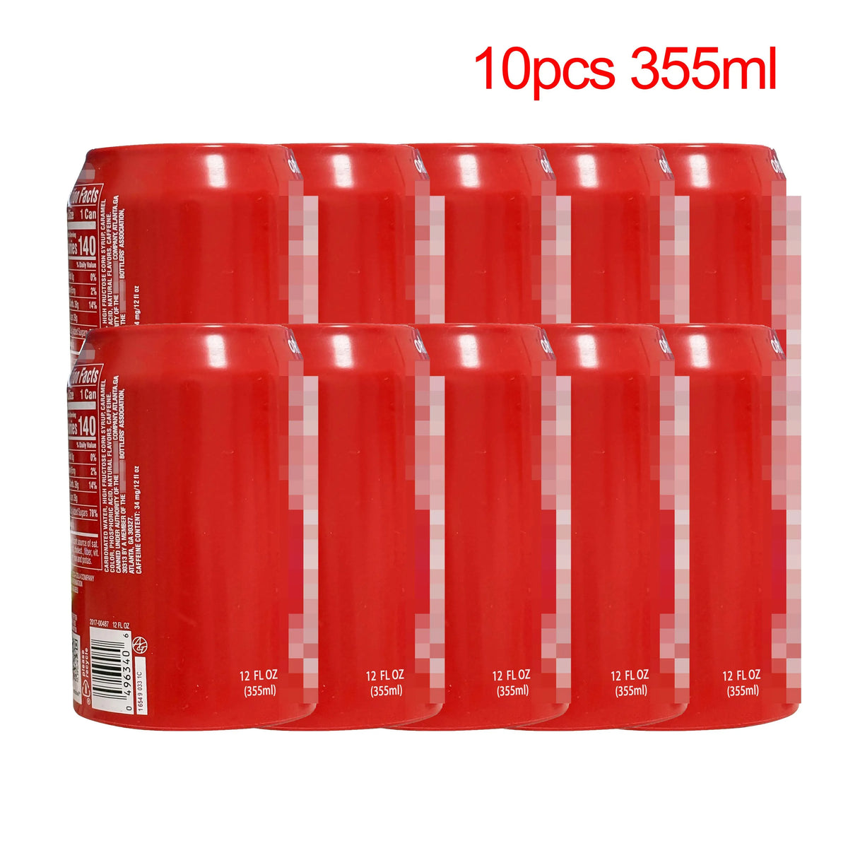 Ten red silicone beer can sleeves, each holding 355ml, arranged in a row.