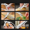 Professional titanium kitchen shears used for processing meat, fish, and vegetables.