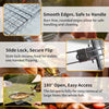 Cesta plegable portátil para barbacoa con bordes suaves, seguro deslizante y apertura de 180 grados para fácil acceso.