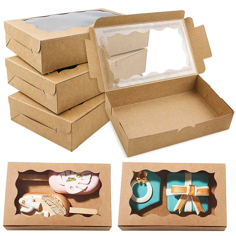 Kraft paper candy boxes for gifts shown in various packaging styles and sizes