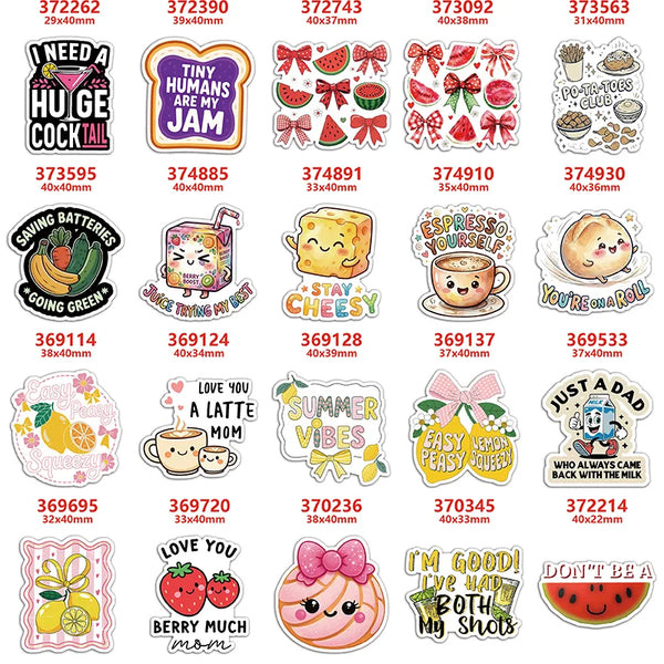 A collection of acrylic flatback resin fruit craft kits featuring various fruit and food themed designs.