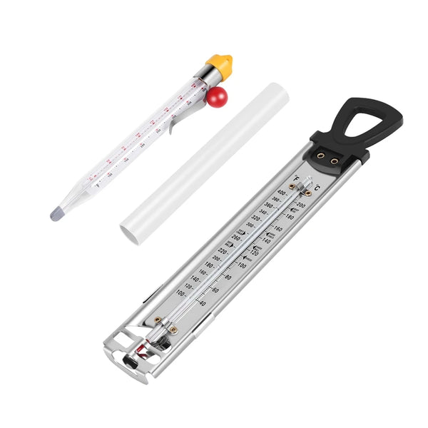 Zwei Edelstahl-Sondenthermometer-Set mit langer Glasröhre und separatem digitalen Sonden.