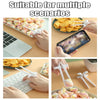 A set of white precision finger chopsticks shown in various contexts for snacking and tools.