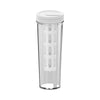 A clear plastic manual cold brew coffee maker with a white lid.