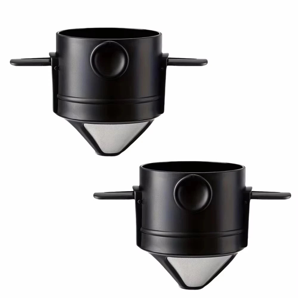 Colador para café vertedor plegable de acero inoxidable negro con cono de malla
