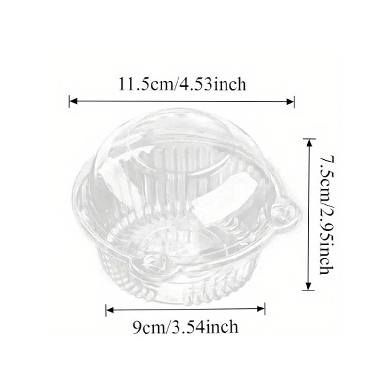 A clear, decorative cat-head disposable cake box with dimensions 11.5cm wide and 7.5cm high.