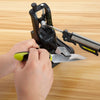 A hand is using a professional diamond knife sharpener set to sharpen a blade.