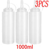 Three white 1000ml squeeze condiment bottles with droppers
