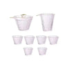A set of elegant, textured glass tea cups and a teapot for Chinese and Japanese ceremonies.