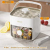 White double layer portable ice box with removable ice cube trays and a lid