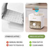 A white press ice lattice maker with a clear compartment for making ice cubes.
